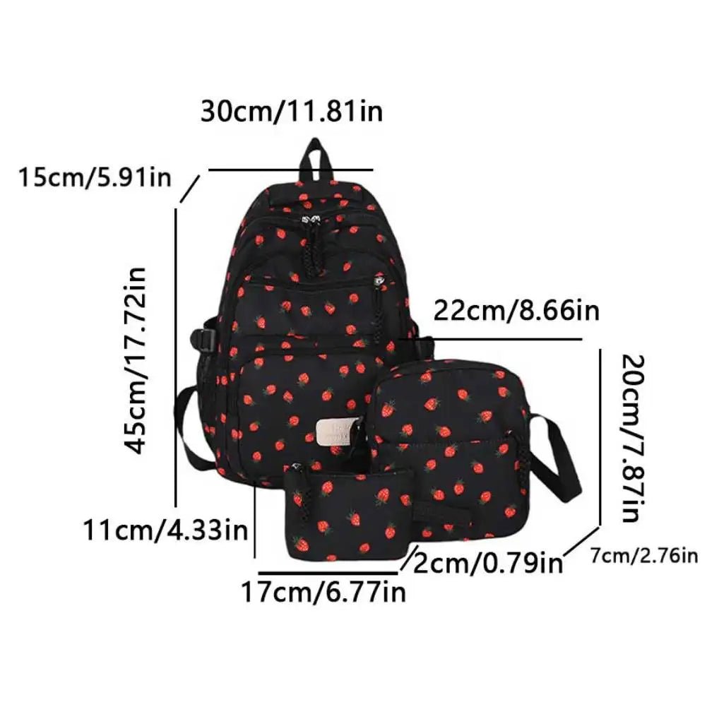3-Piece Bow Print Backpack Set – Backpack, Crossbody Bag & Small Purse for Kids - silverfoxgoods